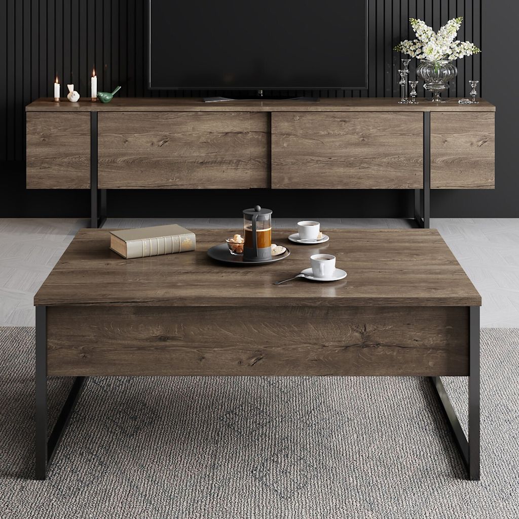 Skye Decor, Luxe - Walnut, Black, Fernsehtisch, Nussbaum, Produktbild 4
