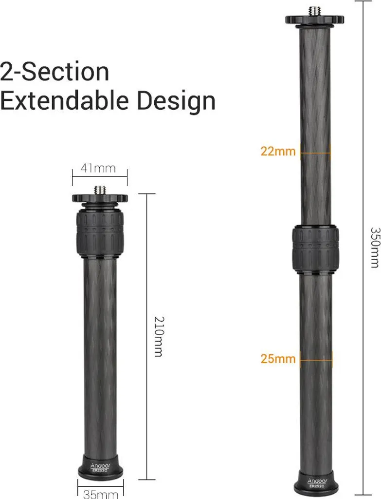 Colonne Centrale de Trépied en Carbone Andoer ER252C 2 Sections 8kg