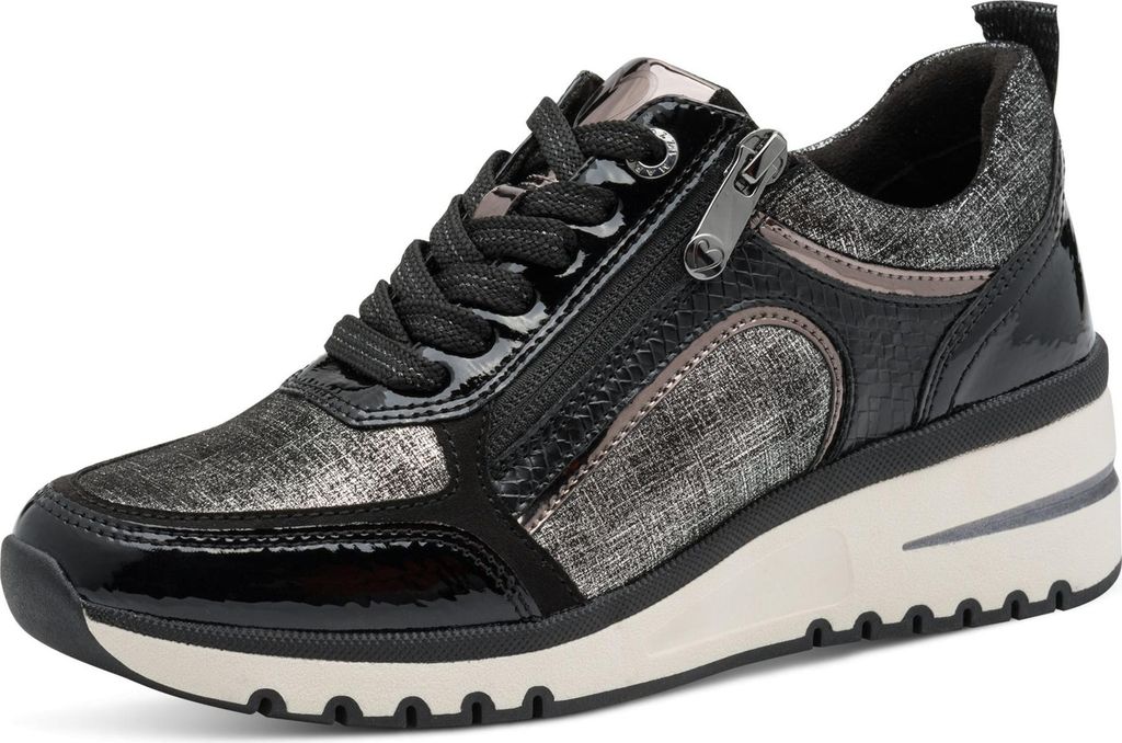MARCO TOZZI Damen Sneaker in Schlangenoptik mit Keilabsatz 2-23767-45, Größe:41 EU, Farbe:Weiß