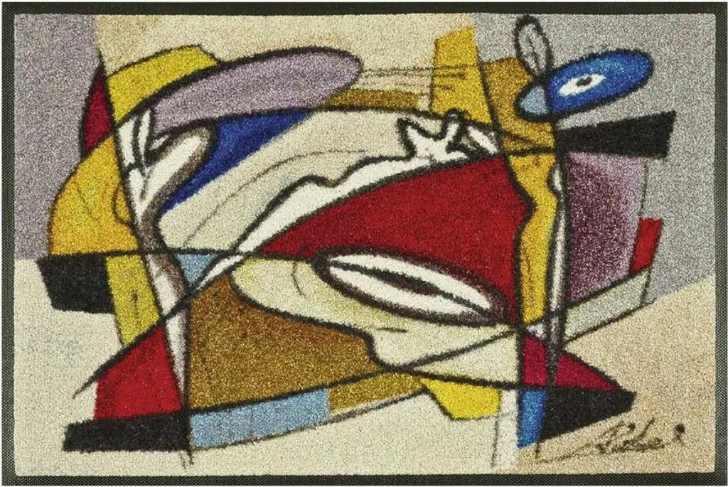 Paillasson tissé SEDY au motif abstrait élégant pour entrée moderne