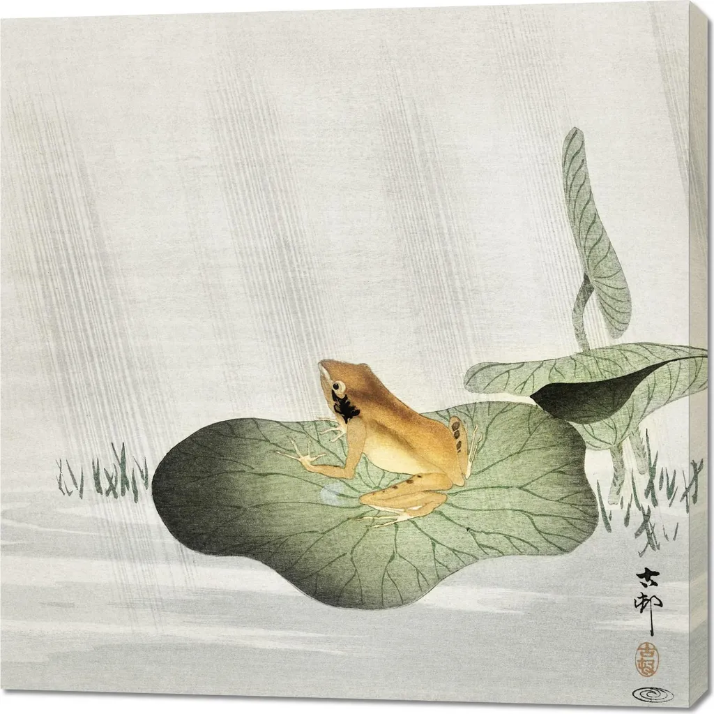 Decorazione Parete Vintage Giappone: Quadro Rana Koson 100x100 per Salotto