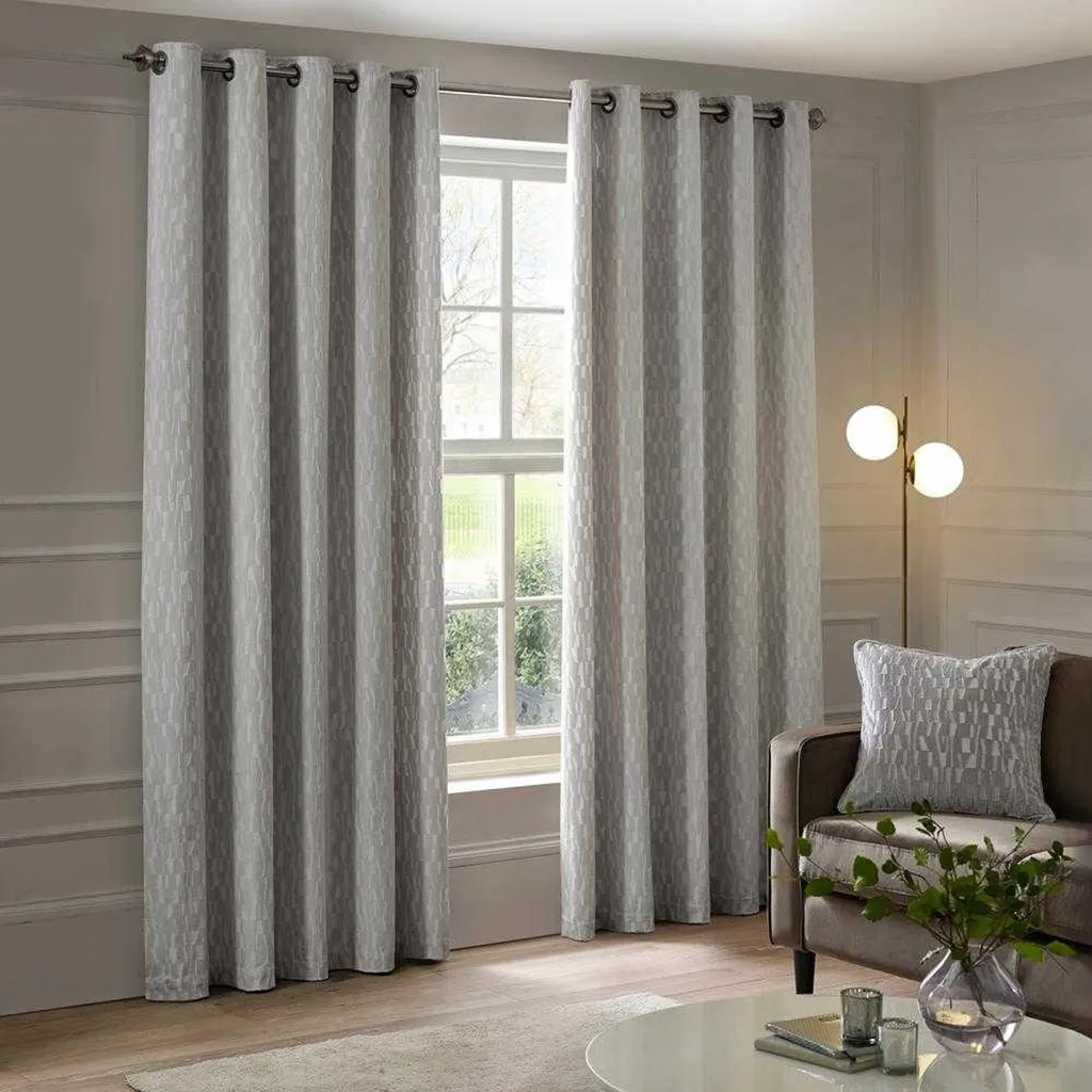 Rideaux Manhattan RV3662 Velours argenté doux à œillets 168x183 cm chic