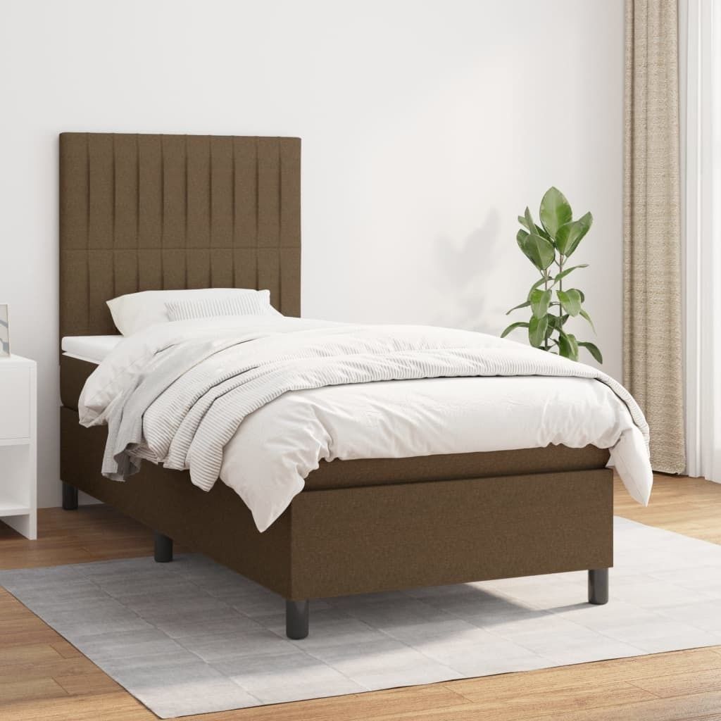 The Living Store Boxspringbett mit Matratze Dunkelbraun 100x200 cm Stoff