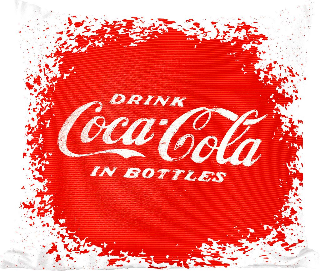 MuchoWow Zierkissen - Sofakissen Wohnzimmer - Dekokissen - 40x40 cm - Coca cola - Jahrgang - Rot - Sofakissenbezüge - ohne füllung