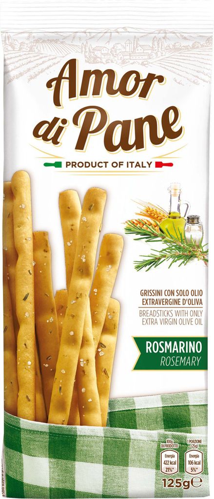 Amor di Pane křupavé tyčinky s olivovým olejem a rozmarýnem Obrázek produktu