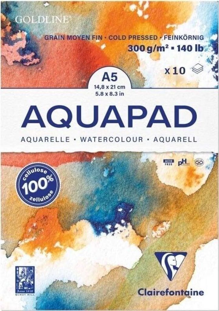 Clairefontaine Goldline Aqua Skizzenbuch 10 A5 300 g