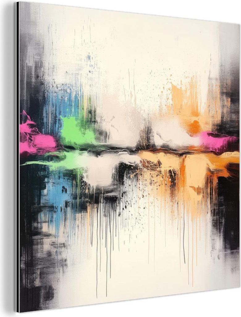 MuchoWow Wanddekoration Metall Metallbild Wandkunst 90x90 cm Abstrakt - Farbexplosion - Landschaft MuchoWow Aluminium Gemälde - Dekoration - Indus...