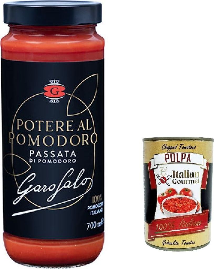 6x Passata di Pomodoro, Tomatenpaste Tomaten sauce 100% Italienisch 700g + Italian Gourmet polpa 400g