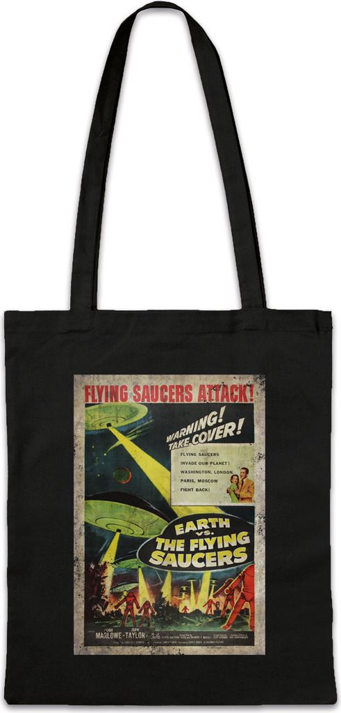 Urban Backwoods Earth Vs. Flying Saucers I, Stofftasche, Farbe: Schwarz
