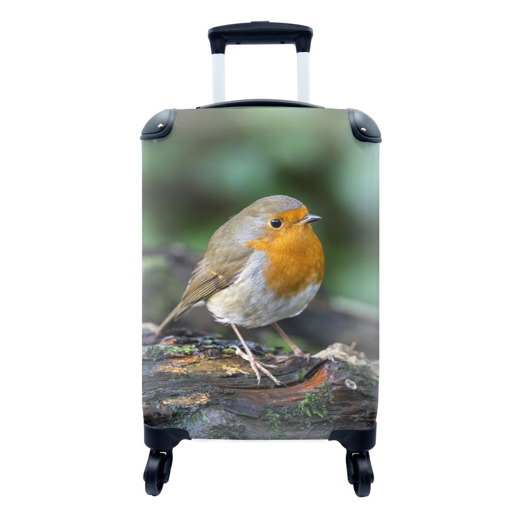 MuchoWow Koffer Handgepäck Trolley Rollkoffer Kleine Reisekoffer mit 4 Rollen - Rotkehlchen - Vogel - Tiere - Cabin Size < 55x40x23 cm & 55x40x2...