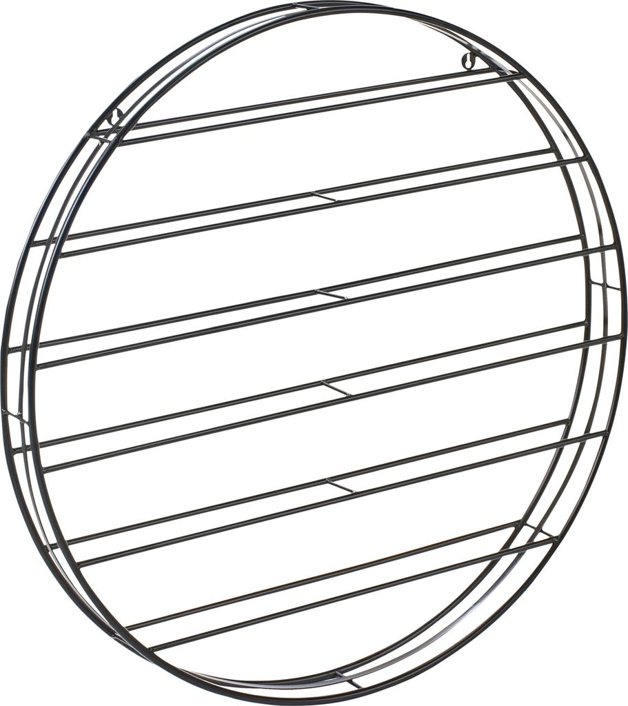 BELIANI Weinregal zur Wandmontage Schwarz Eisen Metall 80 x 80 x 9 cm Rund für Weinflaschen Modernes Design Hängender Weinständer für Küche Es...