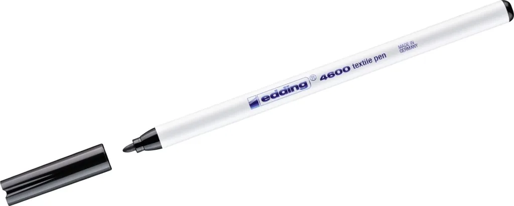 10 Penne Tessuto Edding 4600 Nero - Etichette e Disegni Resistenti - 1