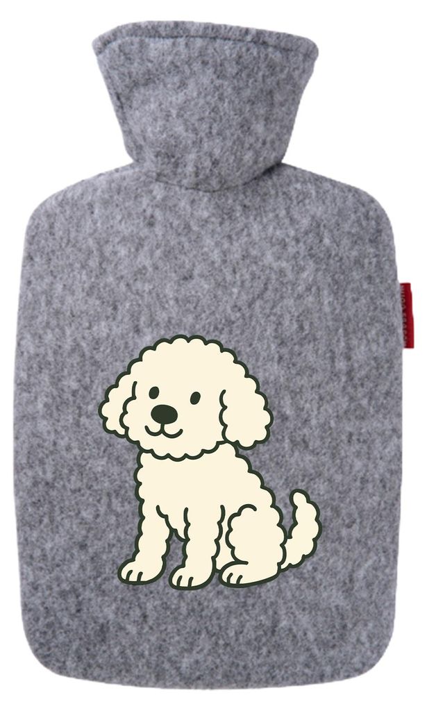 Huuraa Wärmflasche Maltipoo Comic Malti 1,8 Liter Filz Classic Filzbezug Bettflasche Geschenkidee