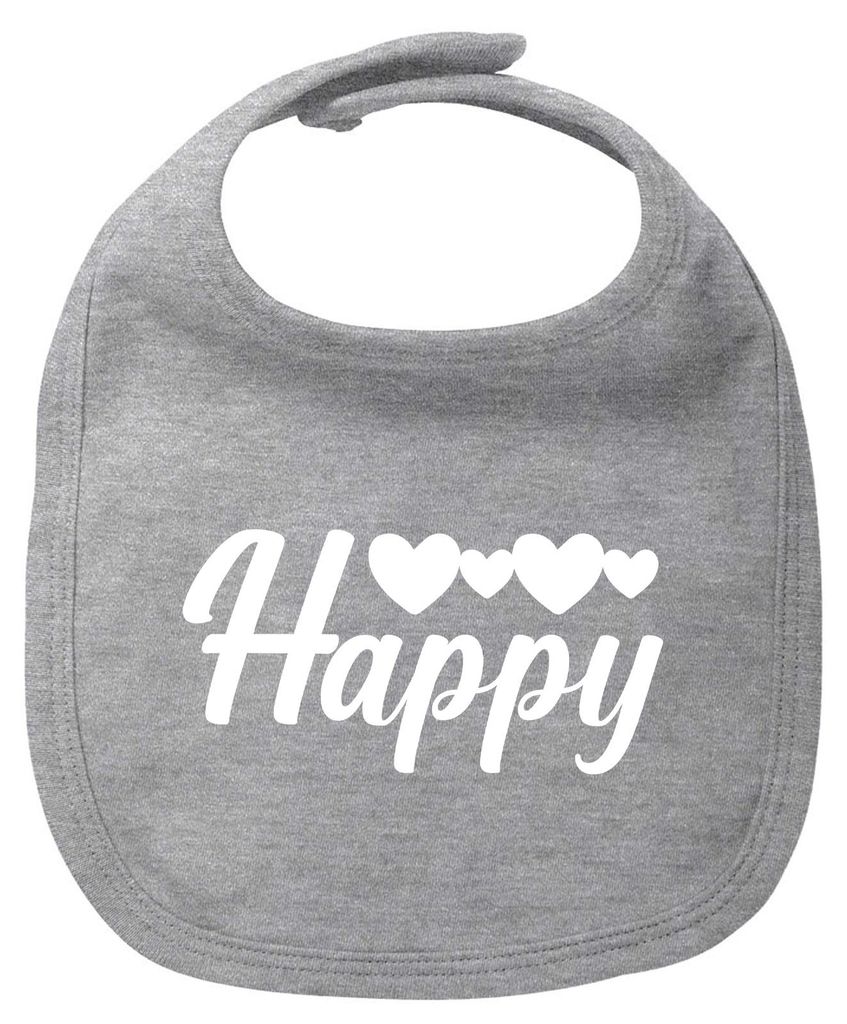 Huuraa Baby Lätzchen Happy Herzen Heather Grey Klettverschluss Baumwolle Latz Geschenkidee