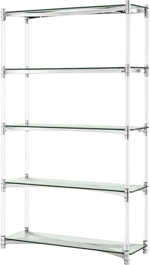 Casa Padrino Wohnzimmerschrank / Regalschrank Silber 117 x 41 x H. 200 cm - Luxus Möbel