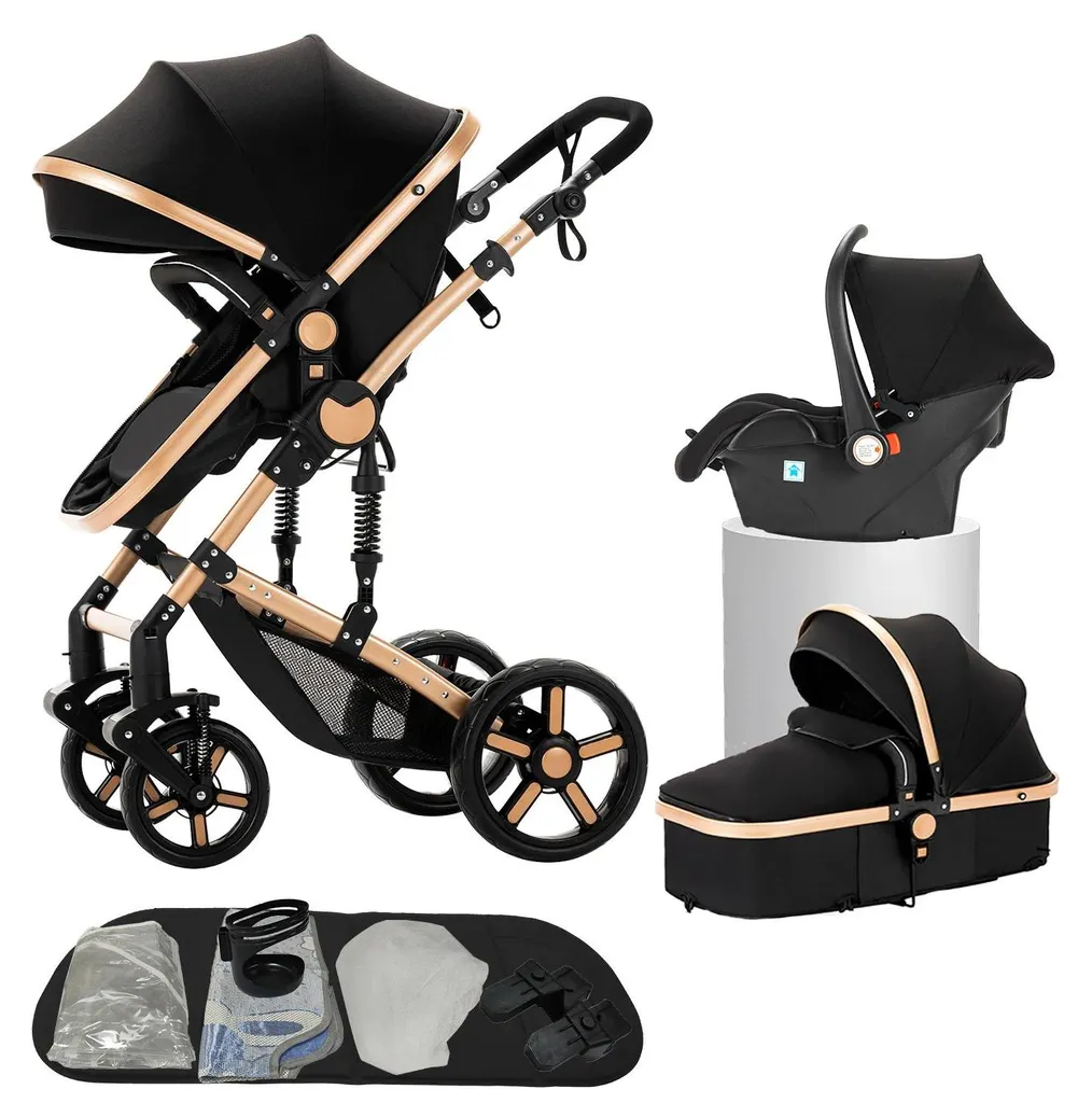 Poussette Polyvalente 588-Kaki pour Voyages et Promenades au Quotidien