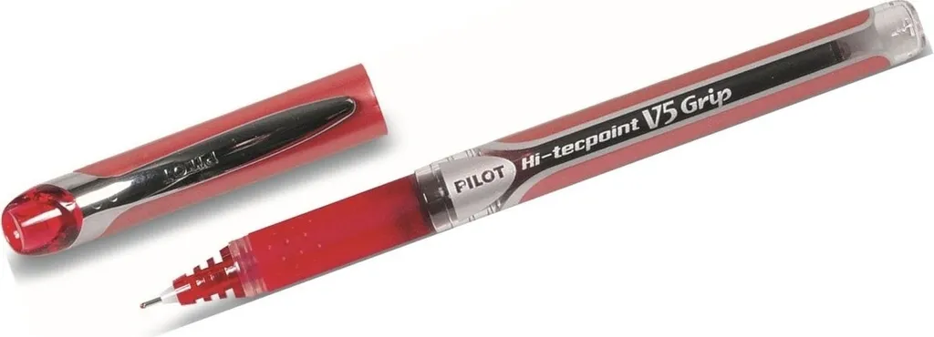 Roller rouge Hi-Tecpoint Grip 0,3 anti-fatigue pour écriture fine x12