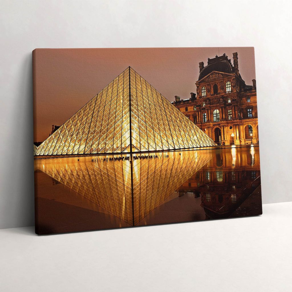 Louvre-Museum in Paris – Leinwandbild Wandbild – 80x60 cm – Leinwandbilder – Wandbilder – Schlafzimmer – Flur