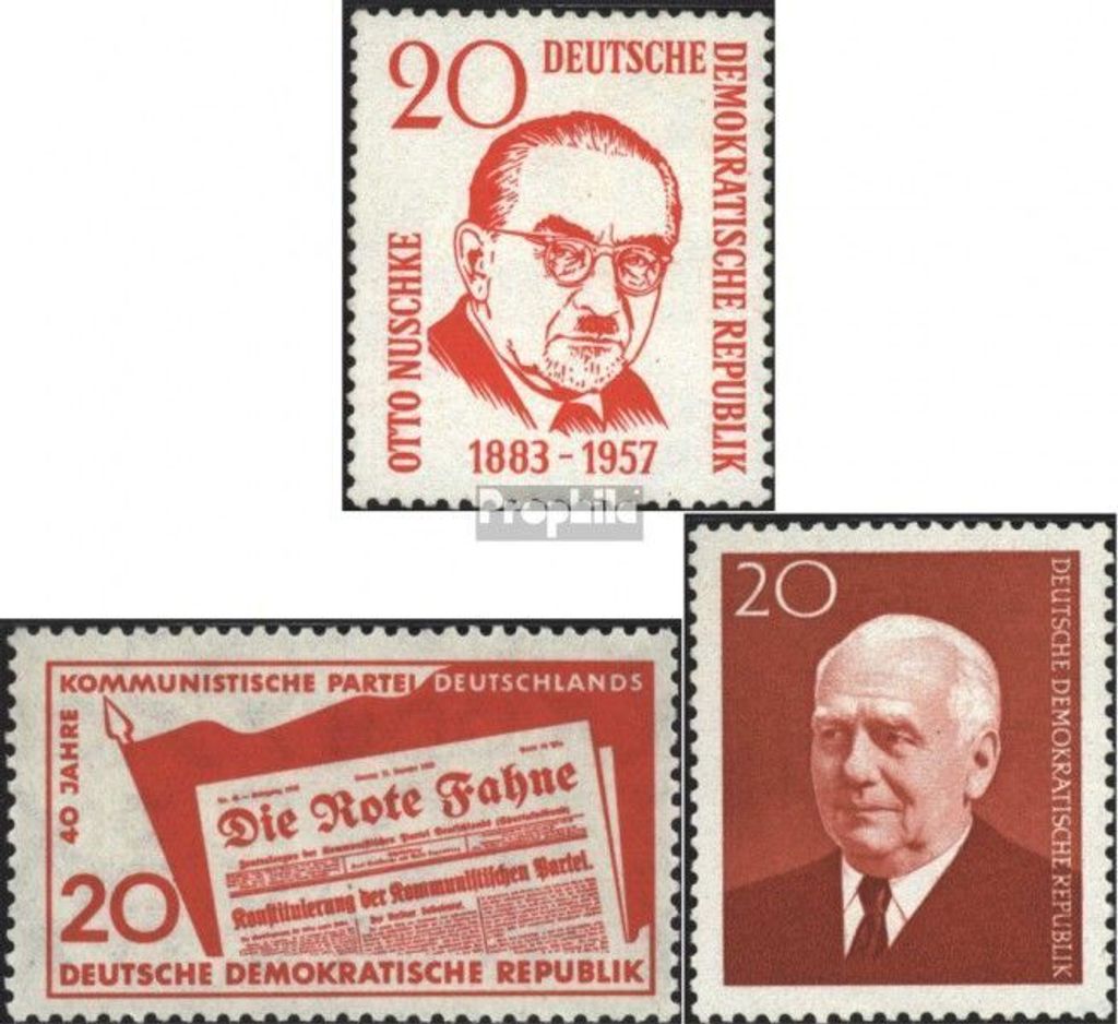 Briefmarken DDR 1958 Mi 671,672,673 (kompl.Ausg.) postfrisch 1.Todestag von Nuschke