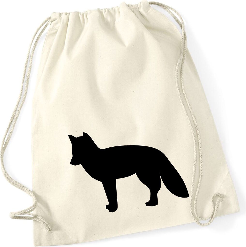 Huuraa Turnbeutel Fuchs Silhouette 12 Liter Natural Baumwolle Rucksack Geschenkidee