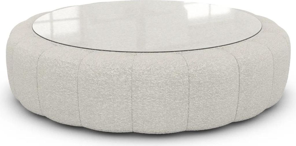 Bouclé Couchtisch Circle Valora Weiß