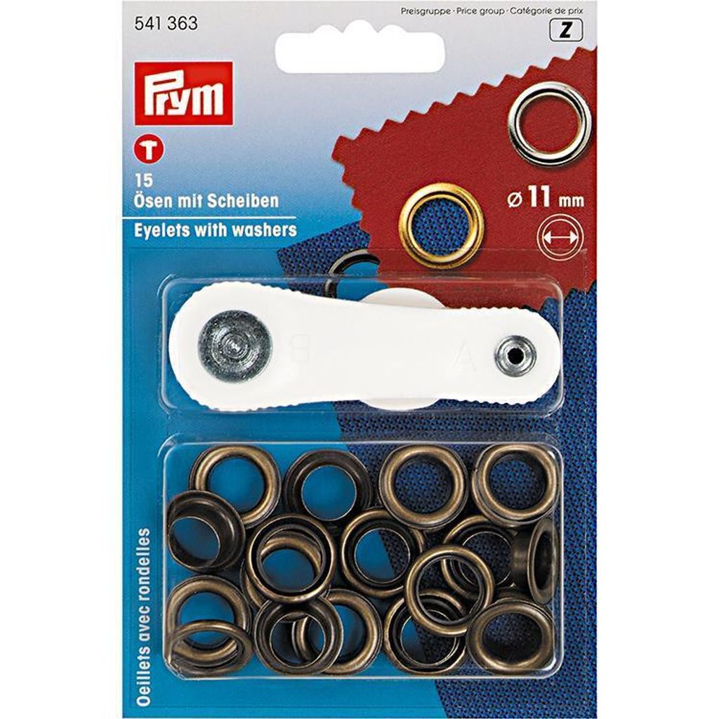 Prym Ösen und Scheiben 11mm altmessing