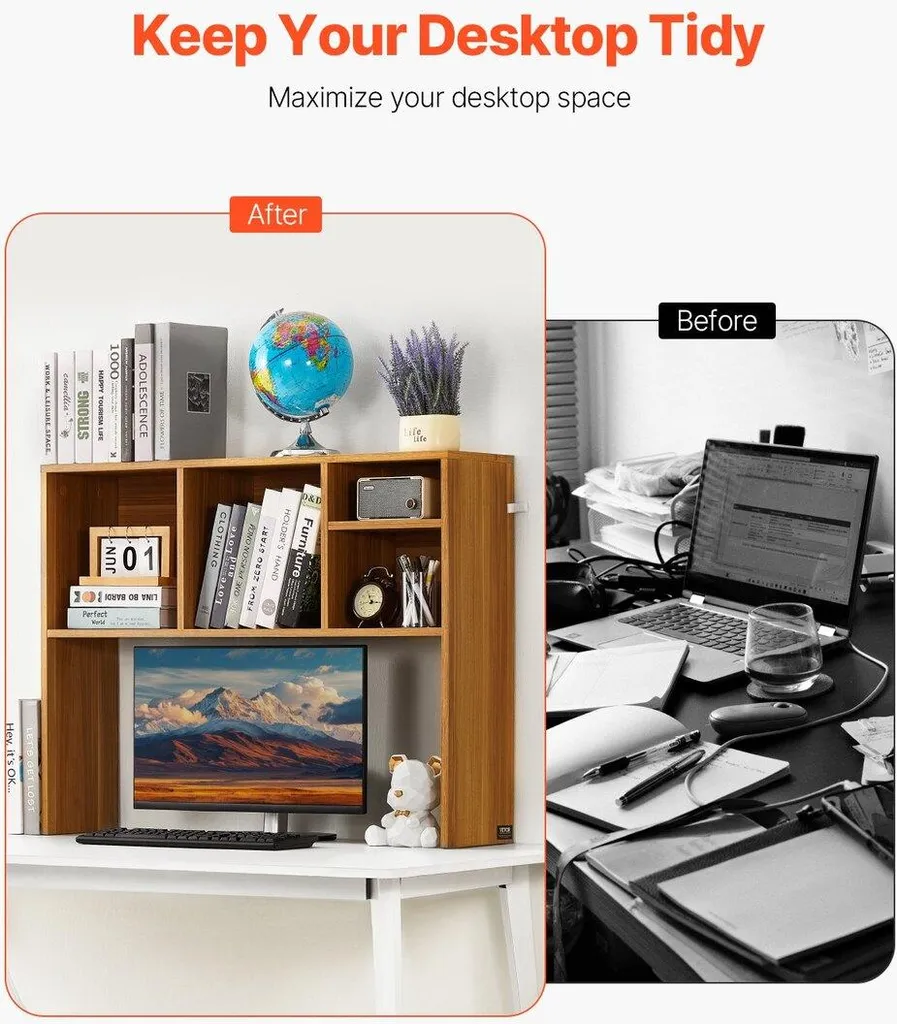 Organisateur Rangement de Bureau Bois 1 Niveau pour Maison et Travail