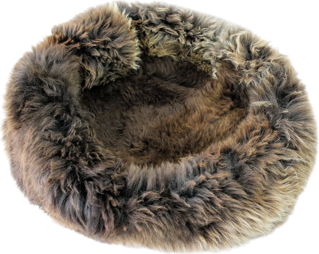 Lit Anti-Stress pour Chien et Chat Peau d'Agneau Ø60cm Marron Haute Qualité