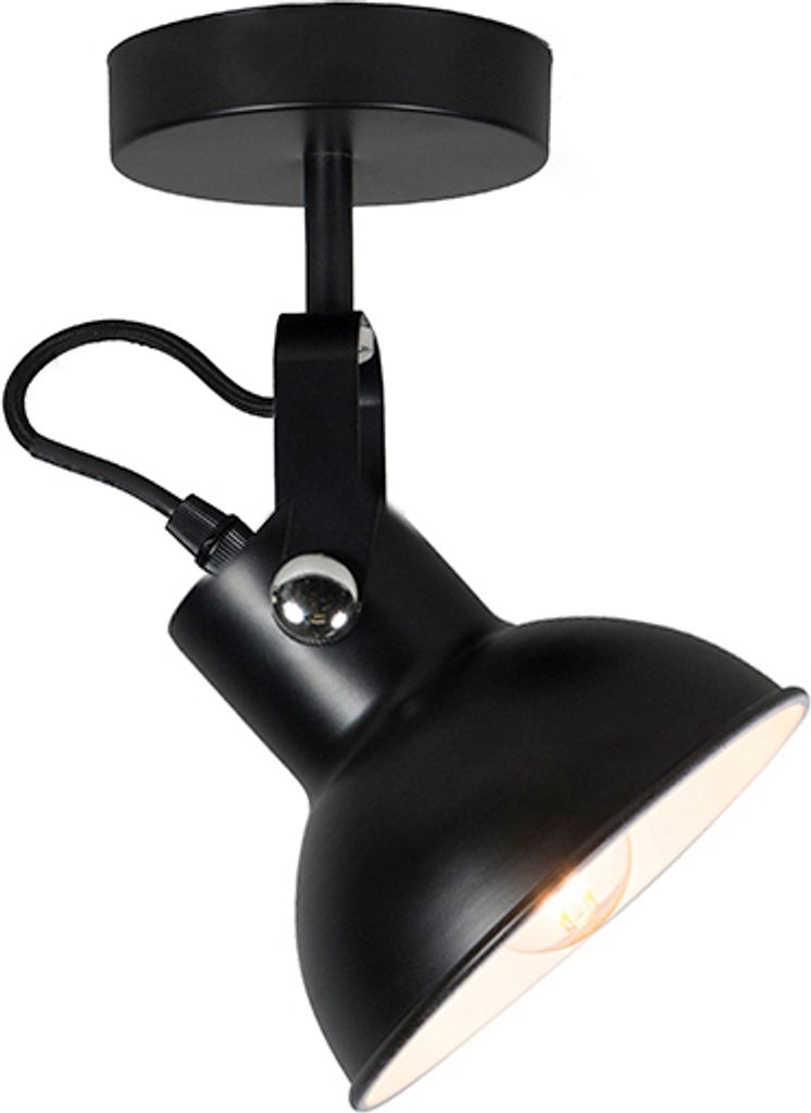 QAZQA - Landhaus I Vintage Industrie I Vintage I Wand- und Deckenleuchte I Deckenlampe I Lampe I Leuchte schwarz kippbar - Guida I Wohnzimmer I Sch...