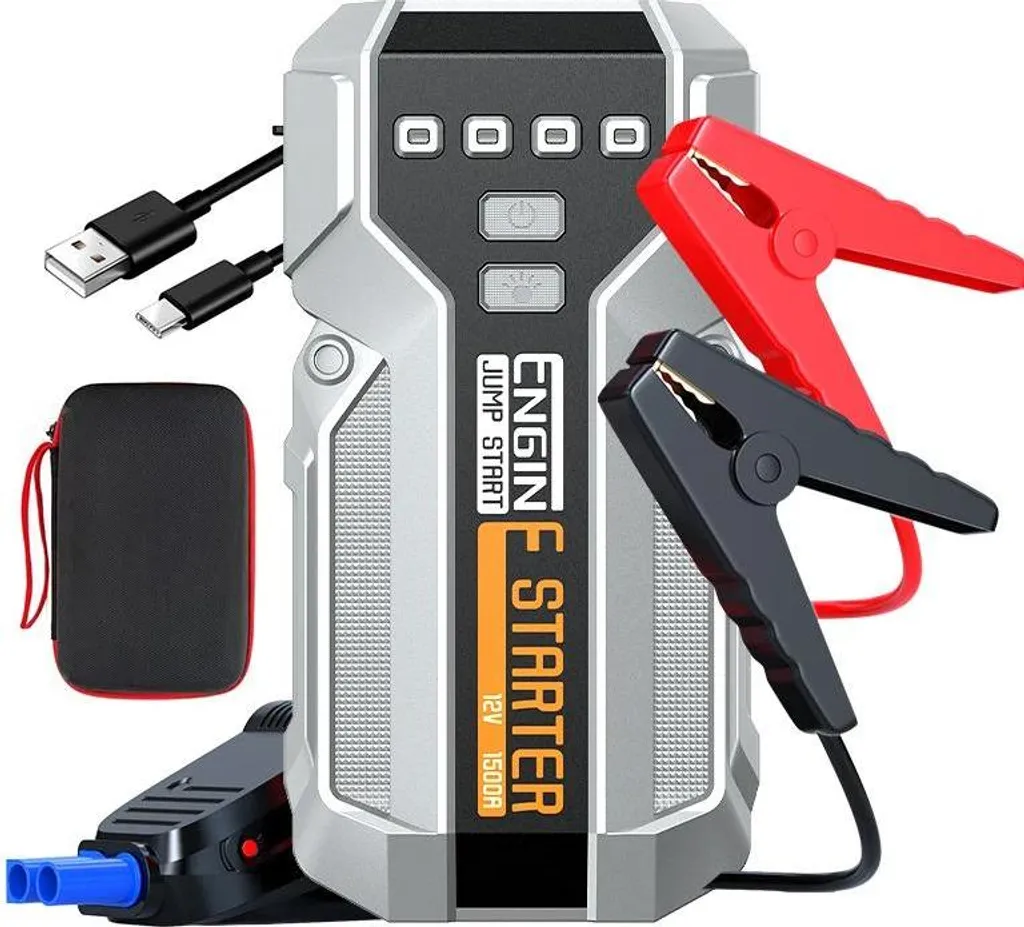 Avviatore di emergenza per auto, banca di energia portatile, luce LED di emergenza, marrone