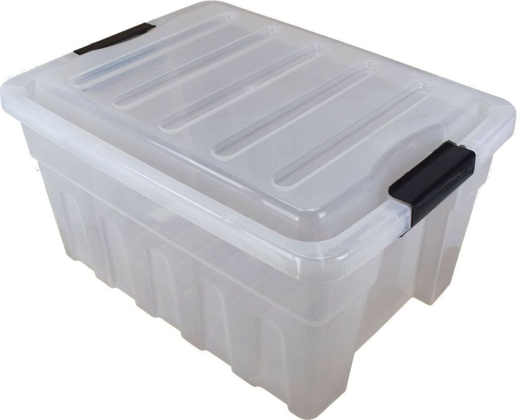 Aufbewahrungsbox 32L 46x35x25cm aus Kunststoff Transparent mit Deckel Stapelbox