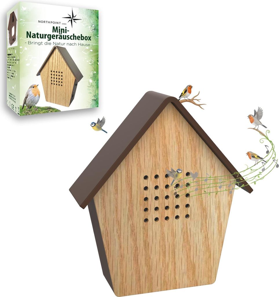 Boîte à sons naturels Chants d'oiseaux Bois véritable Image du produit 