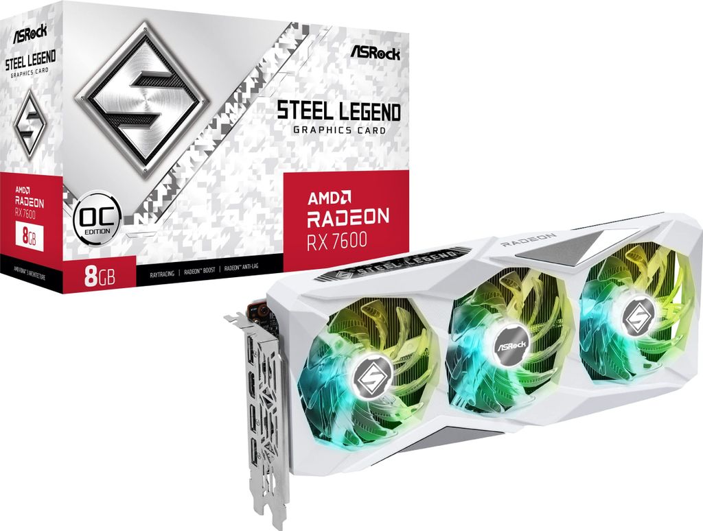 ASRock Radeon RX 7600 Steel Legend 8GB OC, Grafikkarte, Produktbild 