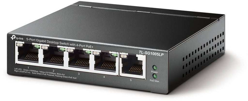TP-Link Switch 5x GE TL-SG1005LP (davon 4xPOE+)