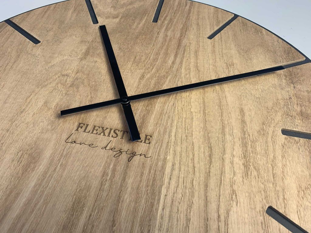 EKO groß wanduhr ohne tickgeräusche Wood Art Schwarz 60cm, Produktbild 6