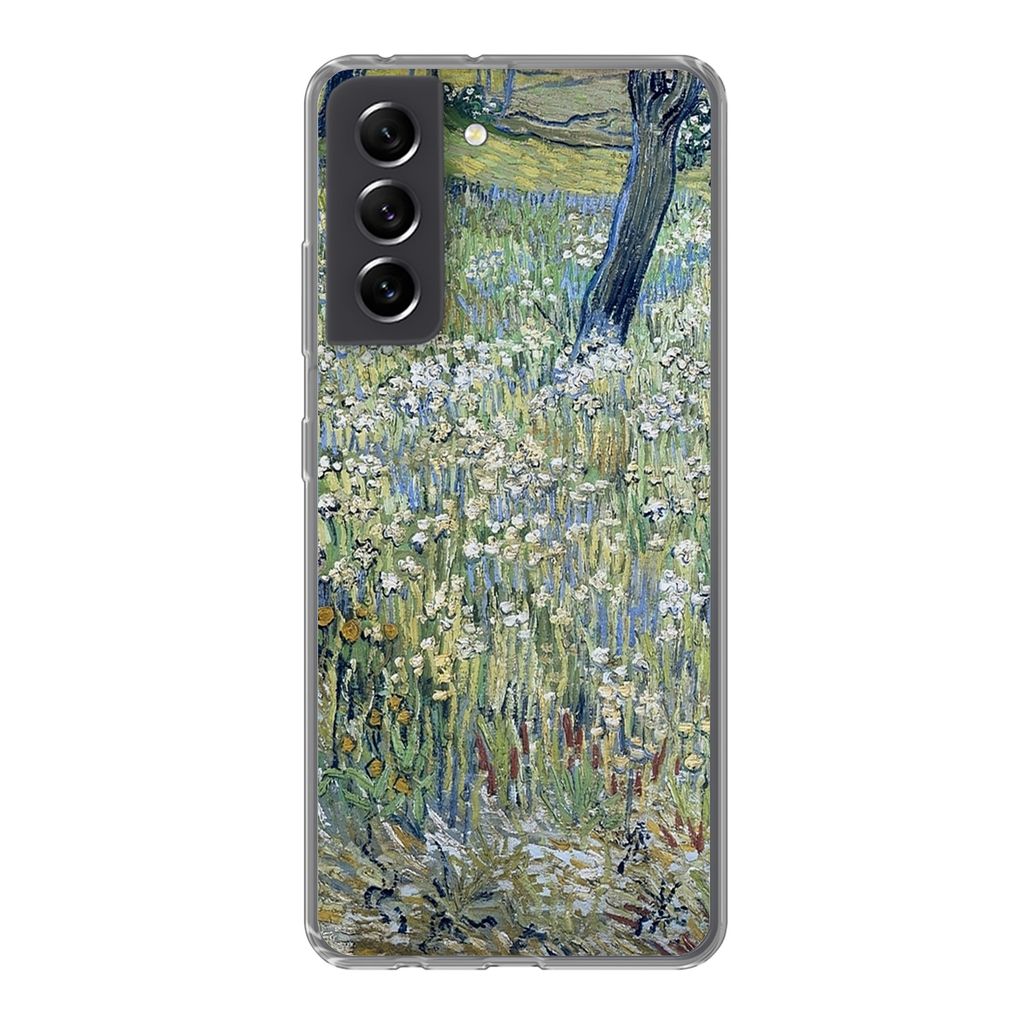 MuchoWow Handyhülle Schutzhülle Hülle für Samsung Galaxy S21 FE Baumstämme im Gras - Vincent van Gogh Silikon Softcase Handy Hülle - Mobilt...