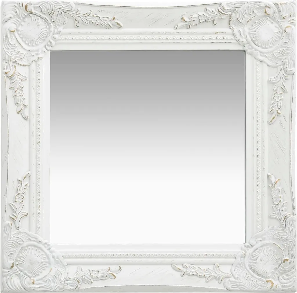 Specchio da Parete Stile Barocco 40x40 cm Bianco | Cornice Vintage Retro