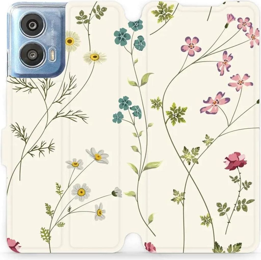 Handyhülle mit klappe für Motorola Moto G24, Mobiwear Book, Feldblumen