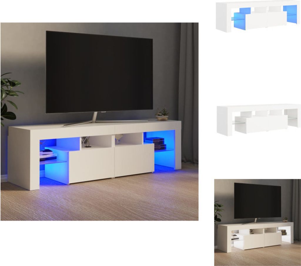 vidaXL TV-Schrank mit LED-Beleuchtung Weiß 140x36,5x40 cm - TV-Möbel