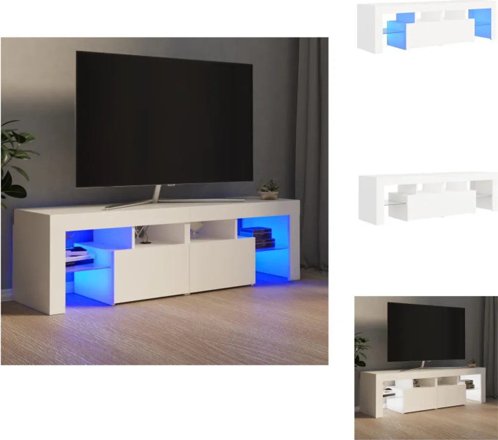 Meuble TV vidaXL blanc avec LED 140x36,5x40 cm - Support TV design chic