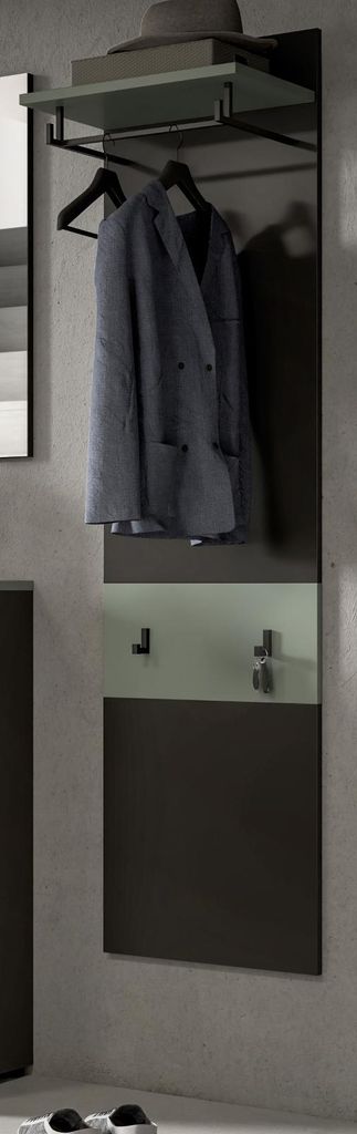 Garderobenpaneel "Cooper" in Grau und Salbei Wandgarderobe 45 x 165 cm