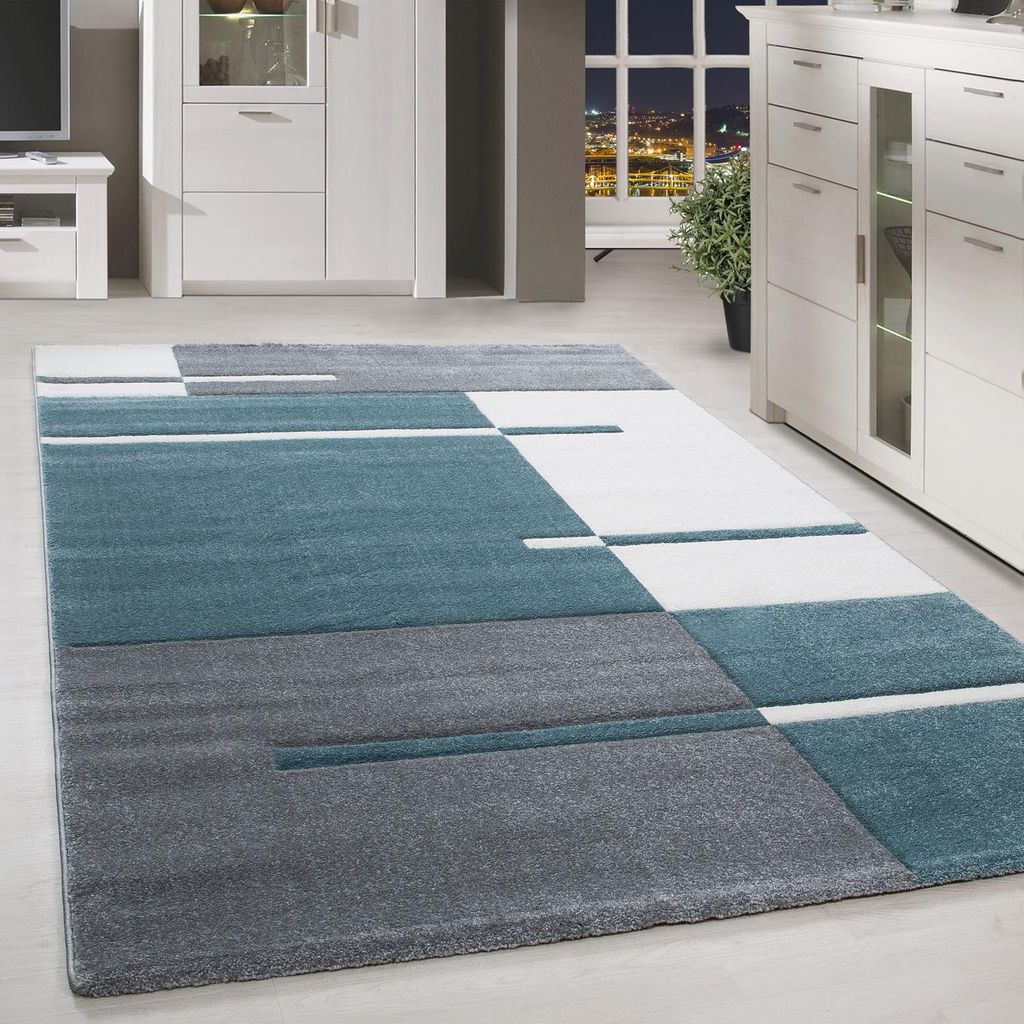 Homebyhome Kurzflor Teppich Modern Design Weich, Pflegeleicht & mit Konturenschnitt für Wohnzimmer Grösse 240x340 cm