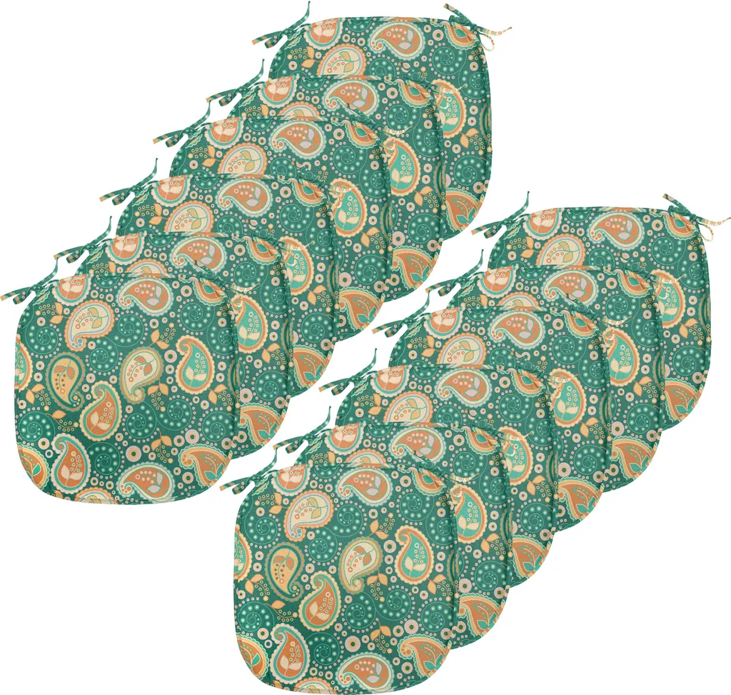 Offerta 12 Cuscini Sedie 40x40 Impermeabili - Design Paisley Etnico