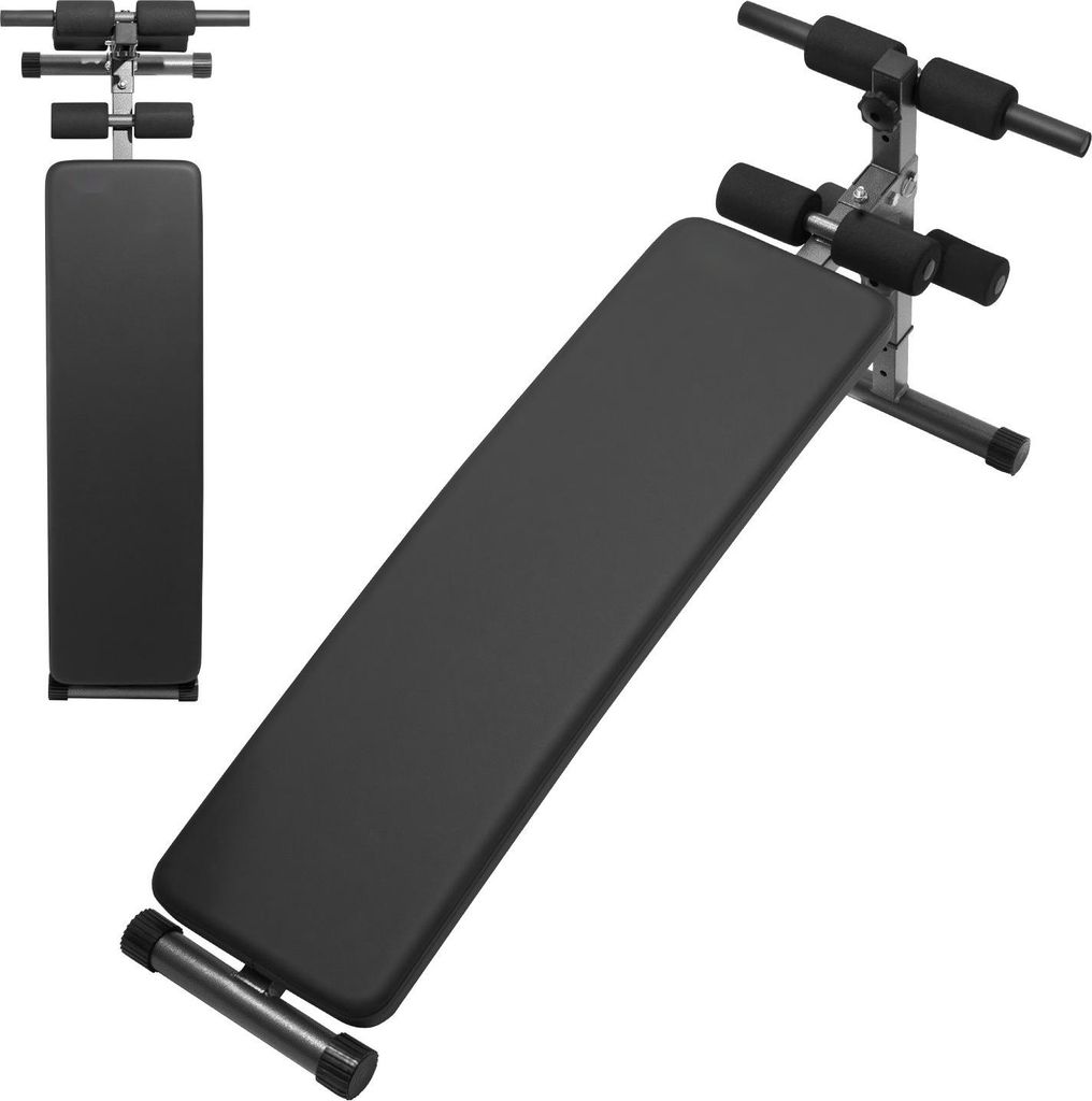 Sit-up Bank - Gebogener Bauchtrainer - Fünfstufig Höhenverstellbar - Belastbar bis 226 kg - Abmessungen 142,5 x 47 x 67,5 cm - Für Zuhause & Stu...