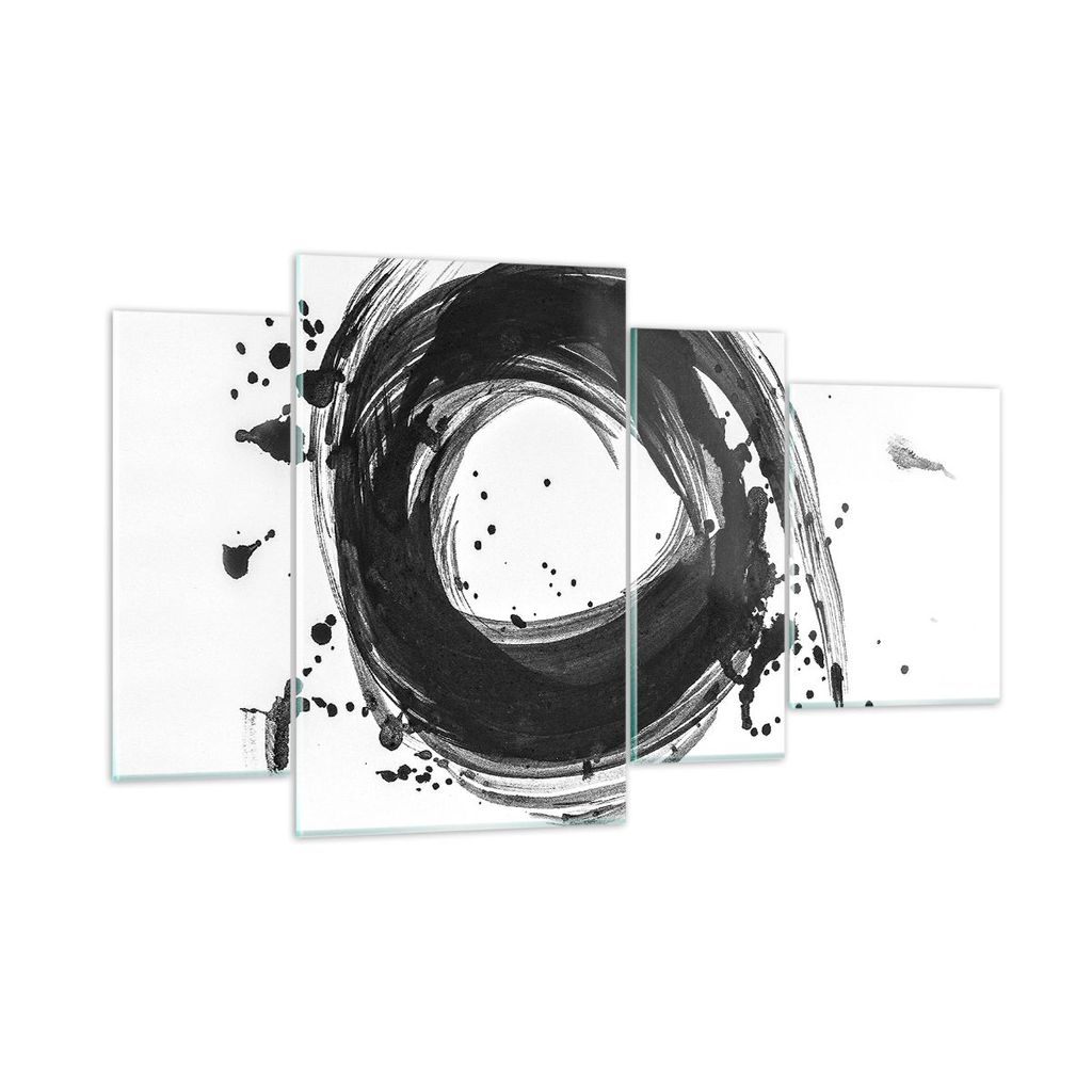 Bilder auf glas - 4 Teile - Abstraktion Rad Aquarell - 120x70cm - Glasbilder - Wandbilder - Bilder - zum Aufhängen bereit - Wanddekoration aus Gla...
