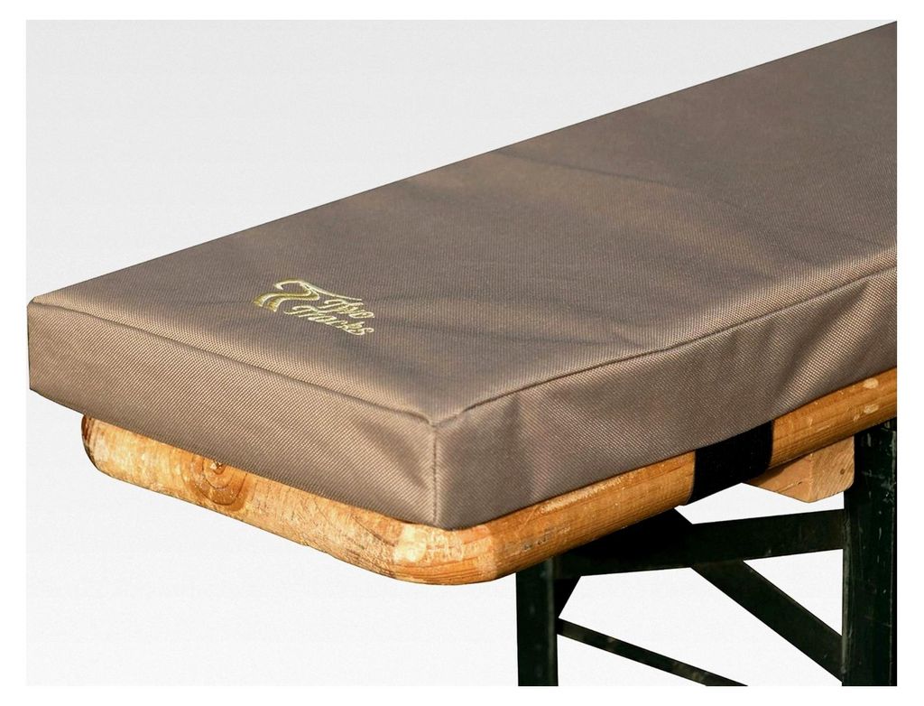 Bierbankauflage Biba Comfort, 5cm gepolsterte Sitzbankauflage, faltbar in beige, 220x25x5, 2er Set