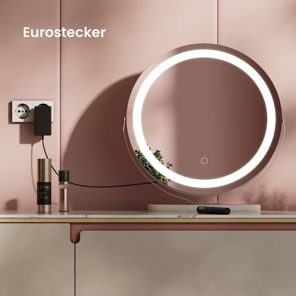 EMKE® kozmetické zrkadlo s osvetlením 48 cm biele Obrázok produktu 4