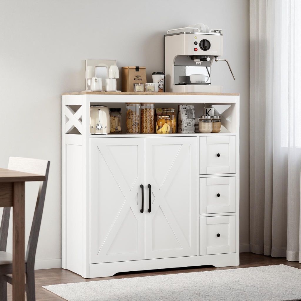 Szafka kuchenna / kredens UnboxG, biały, 100×40×105 cm, z 3 Zdjęcie produktu 