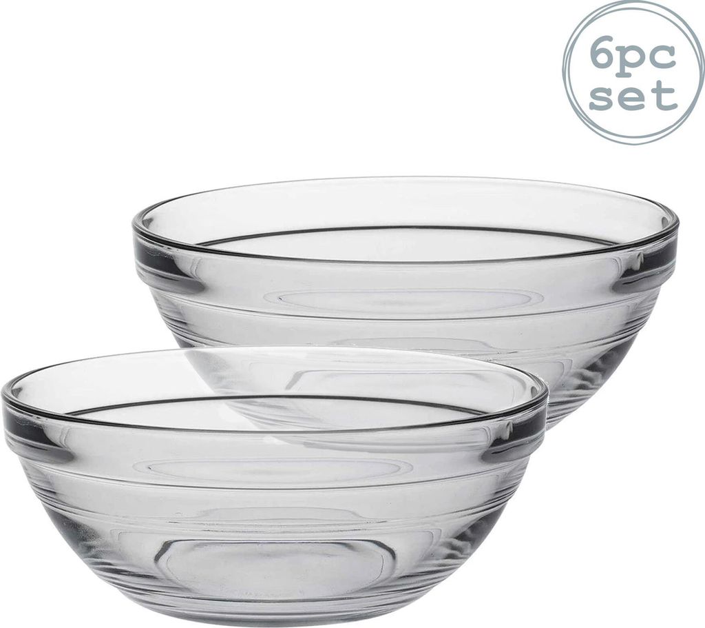 Duralex Lys Glas Stacking-Schüsseln für Küche, Aufschlagen - 14cm (5,5" ) - Satz von 6