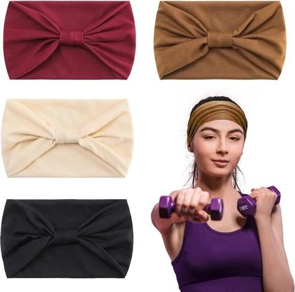 Bandeau large extensible pour femme - Pack de 4 foulards de coiffure